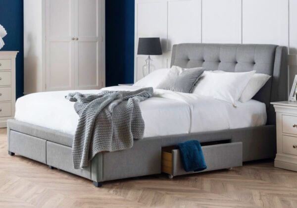 fullerton grey linen bed